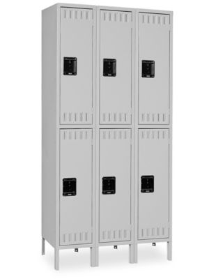 Uline Industrial Lockers - Double Tier, 3 Wide, Assembled, 36" Wide, 12" Deep, Gray H-3638AGR