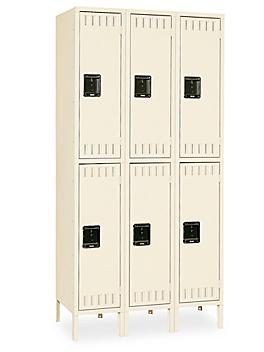 Uline Industrial Lockers - Double Tier, 3 Wide, Assembled, 36" Wide, 12" Deep, Tan H-3638AT