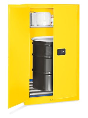 Flammable Drum Storage Cabinet - Vertical, Manual Doors, 55 Gallon