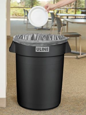 Drawstring Trash Liners - 1.4 Mil, 33 Gallon, Black S-13524BL - Uline