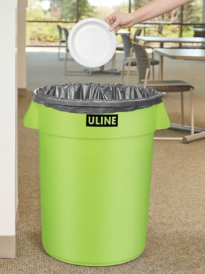 Uline Trash Can - 32 Gallon, Lime Green H-3687LIME - Uline