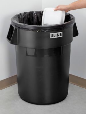 Uline Trash Can - 44 Gallon, Black H-3688BL - Uline