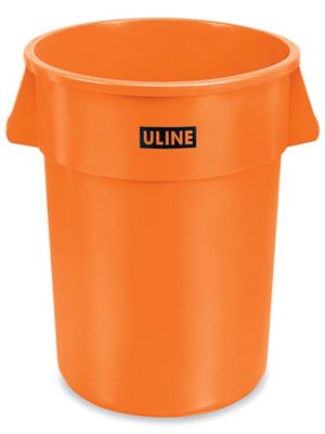 Uline Trash Can - 44 Gallon, Orange H-3688O