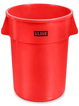 Uline Trash Can - 44 Gallon, Red H-3688R