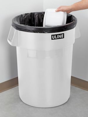 Uline Trash Can - 44 Gallon, White