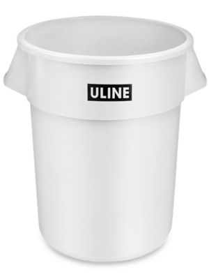 Uline Trash Can 55 Gallon, White H3689W Uline