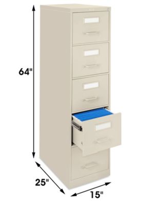 Vertical File Cabinet - Letter, 5 Drawer, Tan H-3705T - ULINE