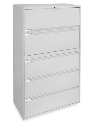 Lateral File Cabinet - 36" Wide, 5 Drawer, Light Gray H-3706GR