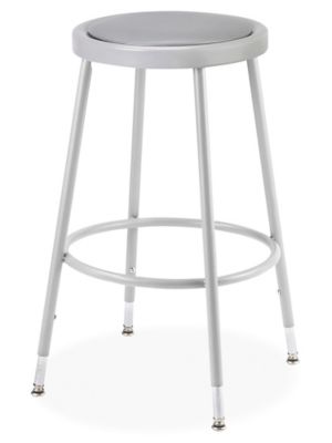 Shop Stool with Backrest - Metal with Adjustable Legs - ULINE - H-4828