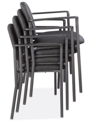 Fabric Stackable Chair with Armrests - Black