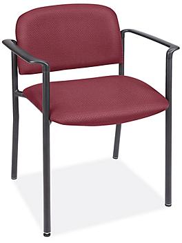 Fabric Stackable Chair with Armrests - Burgundy H-3734BU