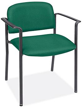 Fabric Stackable Chair with Armrests - Green H-3734G
