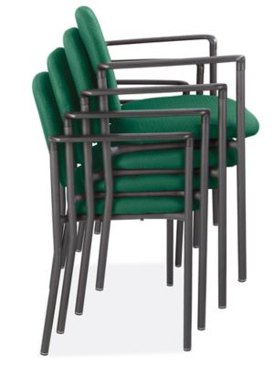 Fabric Stackable Chair with Armrests - Green