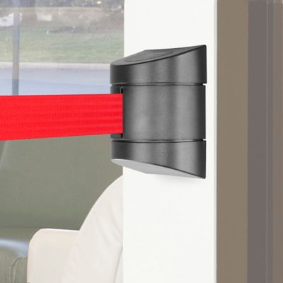 Canalisation des foules avec sangle rétractable – 24 pi, rouge, fixation murale – H-3735R