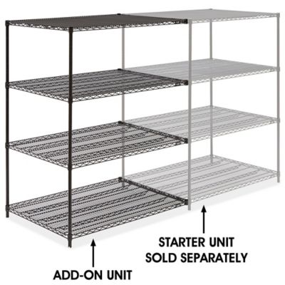 Black Wire Shelving Add-On Unit - 48 x 36 x 63" H-3766-63A