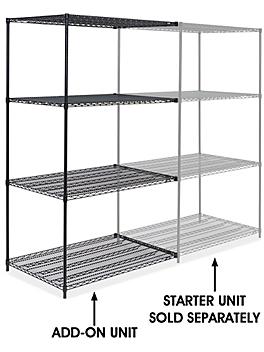 Black Wire Shelving Add-On Unit - 48 x 36 x 86" H-3766-86A