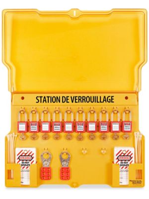 Station de cadenassage et d'étiquetage – 10 cadenas, fixation murale H-3809  - Uline