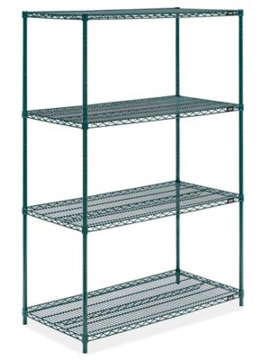 Epoxy Wire Shelving Unit - 48 x 24 x 72", Green H-3819G