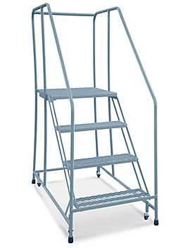 4 Step Safety Angle Rolling Ladder - Assembled with 24" Top Step H-3834-24