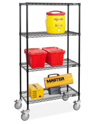 Black Heavy-Duty Wire Cart - 36 x 18 x 41 - ULINE - H-6785