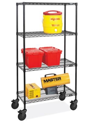 Black Mobile Shelving - 36 x 18 x 69", Black Casters H-3885BL-BL