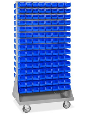  Support de rangement mobile à panneau pour bacs empilables avec bacs de 7 1/2 x 4 x 3 po
