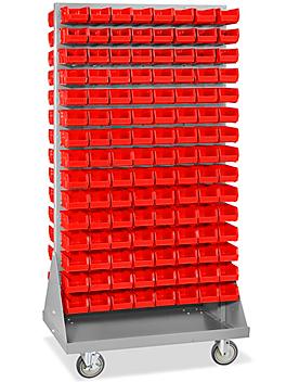 Panel Mobile Stackable Bin Organizer - 7 1/2 x 4 x 3" Red Bins H-3889R