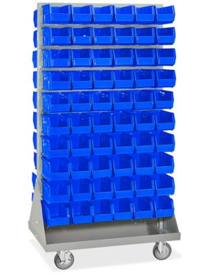  Support de rangement mobile à panneau pour bacs empilables avec bacs de 11 x 5 1/2 x 5 po