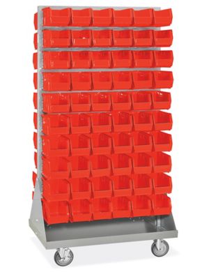 Panel Mobile Stackable Bin Organizer - 11 x 5 1/2 x 5" Red Bins H-3890R