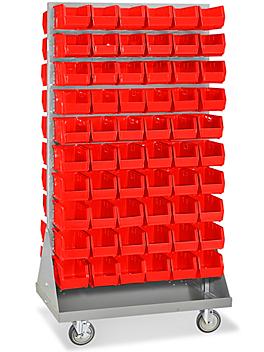 Panel Mobile Stackable Bin Organizer - 11 x 5 1/2 x 5" Red Bins H-3890R