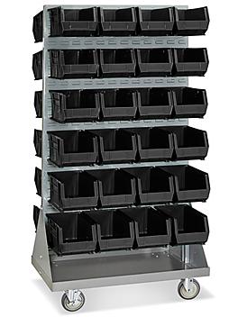 Panel Mobile Stackable Bin Organizer - 15 x 8 x 7" Black Bins H-3891BL