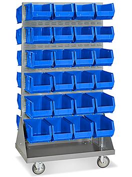 Panel Mobile Stackable Bin Organizer - 15 x 8 x 7" Blue Bins H-3891BLU
