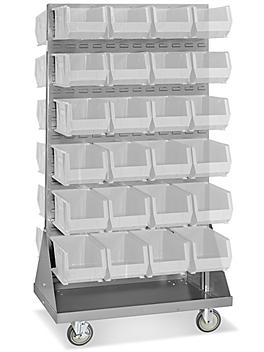 Panel Mobile Stackable Bin Organizer - 15 x 8 x 7" Clear Bins H-3891C