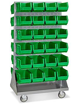 Panel Mobile Stackable Bin Organizer - 15 x 8 x 7" Green Bins H-3891G