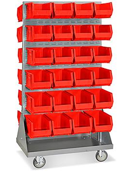 Panel Mobile Stackable Bin Organizer - 15 x 8 x 7" Red Bins H-3891R
