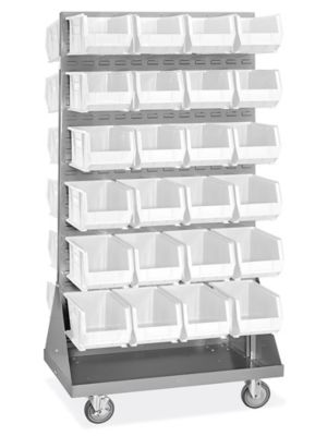 Panel Mobile Stackable Bin Organizer - 15 x 8 x 7" White Bins H-3891W