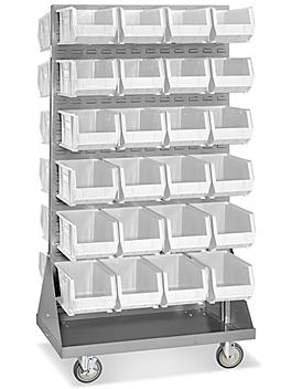 Panel Mobile Stackable Bin Organizer - 15 x 8 x 7" White Bins H-3891W