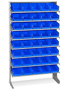 Stationary Gravity Shelf Bin Organizer - 7 x 12 x 4" Blue Bins H-3894BLU