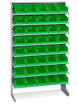 Stationary Gravity Shelf Bin Organizer - 7 x 12 x 4" Green Bins H-3894G