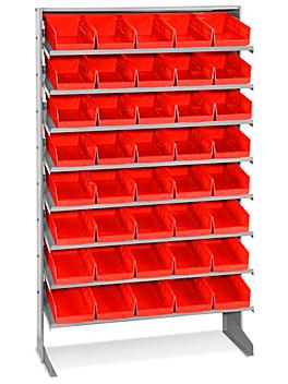 Stationary Gravity Shelf Bin Organizer - 7 x 12 x 4" Red Bins H-3894R