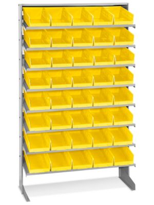 Stationary Gravity Shelf Bin Organizer - 7 x 12 x 4" Yellow Bins H-3894Y