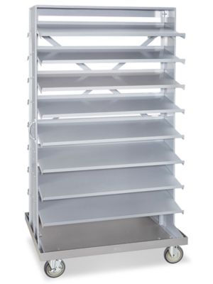 Mobile Gravity Shelf Bin Organizer - 7 x 12 x 4 Blue Bins