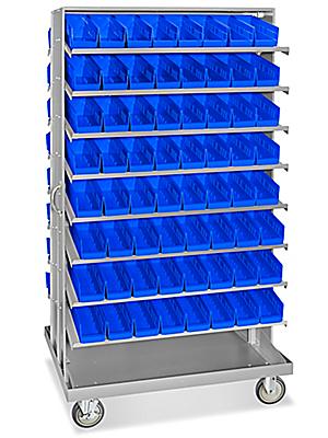 Mobile Gravity Shelf Bin Organizer 4, Uline Storage Bins On Wheels