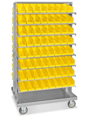 Shelf Bin Organizer - 36 x 12 x 75 with 4 x 12 x 4 Yellow Bins