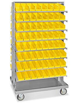 Mobile Gravity Shelf Bin Organizer - 4 x 12 x 4" Yellow Bins H-3896Y