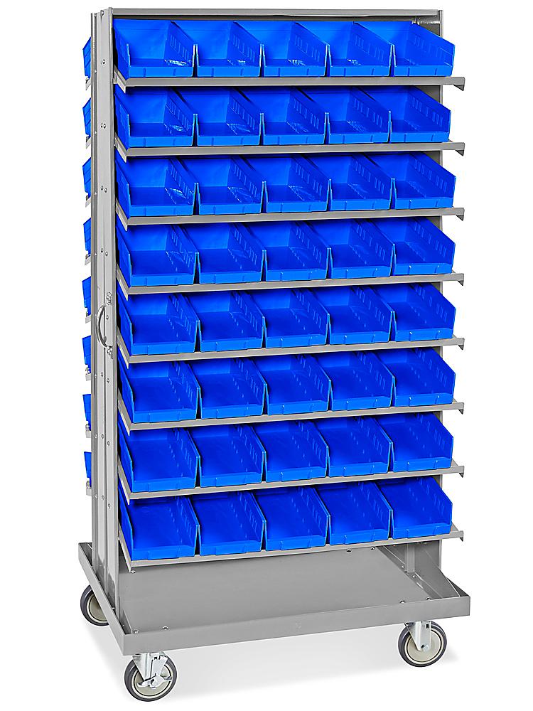 Mobile Gravity Shelf Bin Organizer - 7 x 12 x 4 Bins H-3897 - Uline