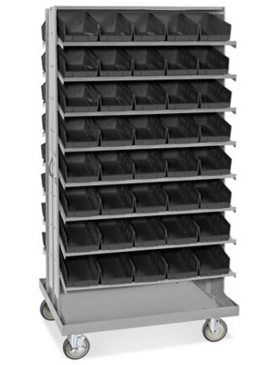 Plastic Bin Rack 7 Shelf Commercial Storage Cart Organizer Mobile Large  Metal