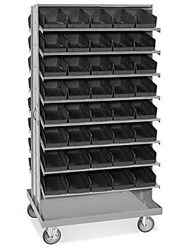 Mobile Gravity Shelf Bin Organizer - 7 x 12 x 4" Black Bins H-3897BL
