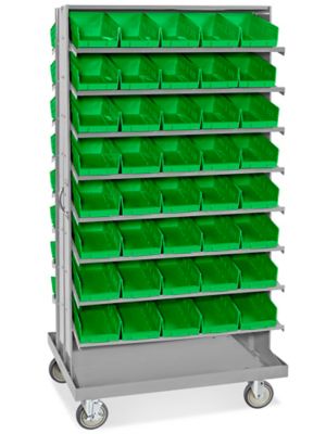 Mobile Gravity Shelf Bin Organizer - 7 x 12 x 4" Green Bins H-3897G