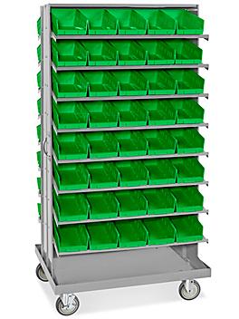 Mobile Gravity Shelf Bin Organizer - 7 x 12 x 4" Green Bins H-3897G